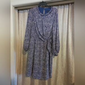 Banana Republic Long Sleeve Blue Floral Dress